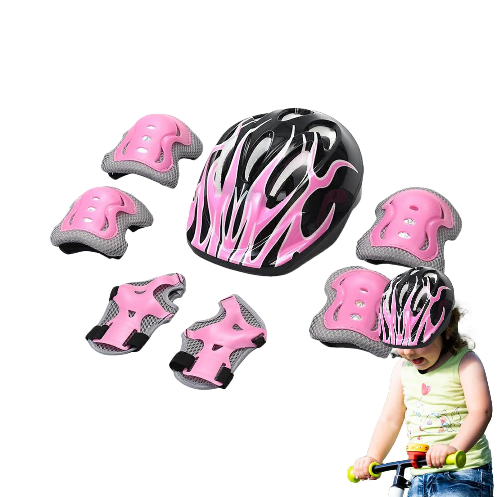 Toddler Helmet and Pads | Outdoor Children Protective Set - Multifunctional Helmet and Pads Kit for Kids 5-10 Outdoor Sports Bike Skateboarding Breakdancing Baseball Hockey Scooter