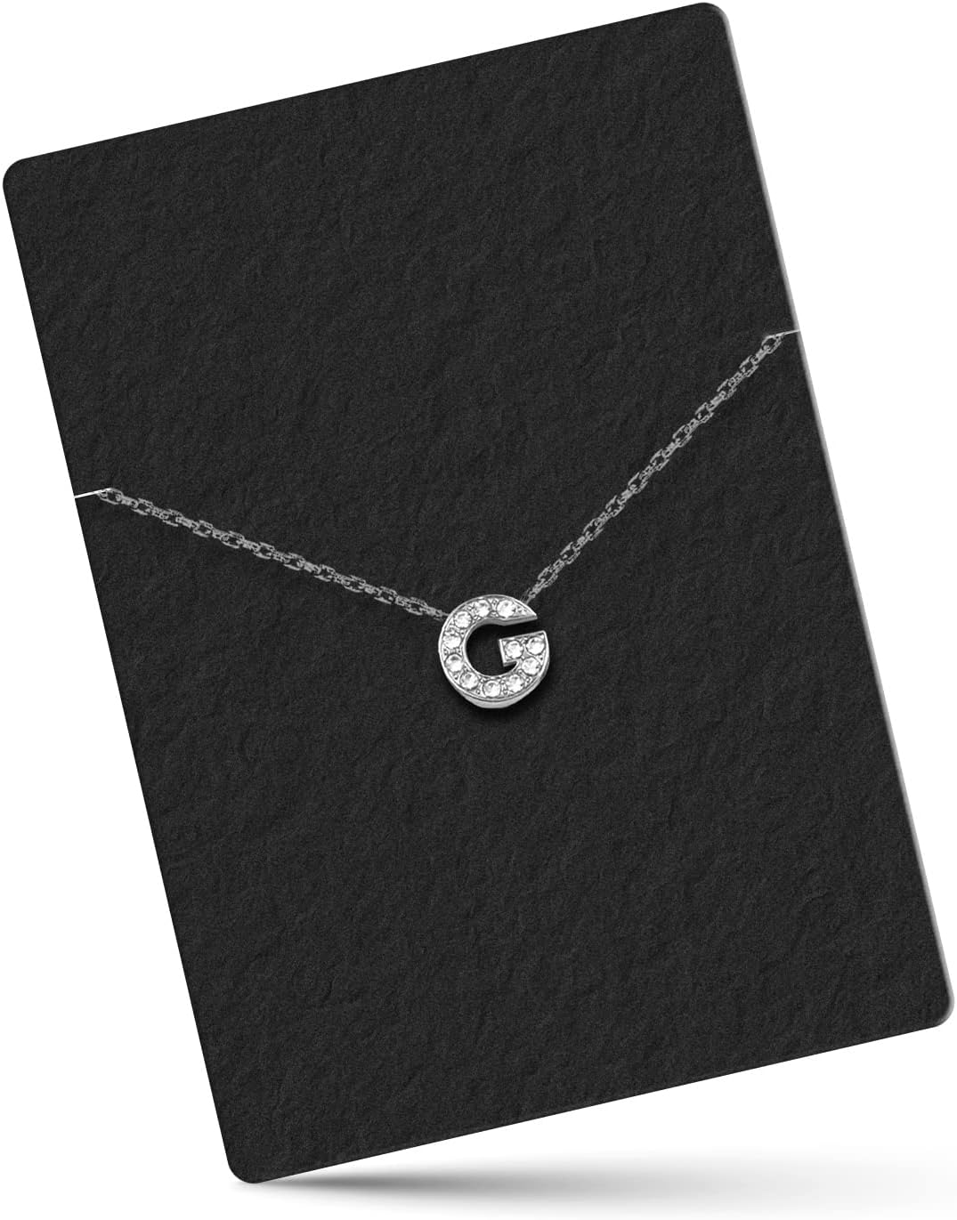 Glittery Diamond Letter Pendant with Shiny Silver Polish Chain