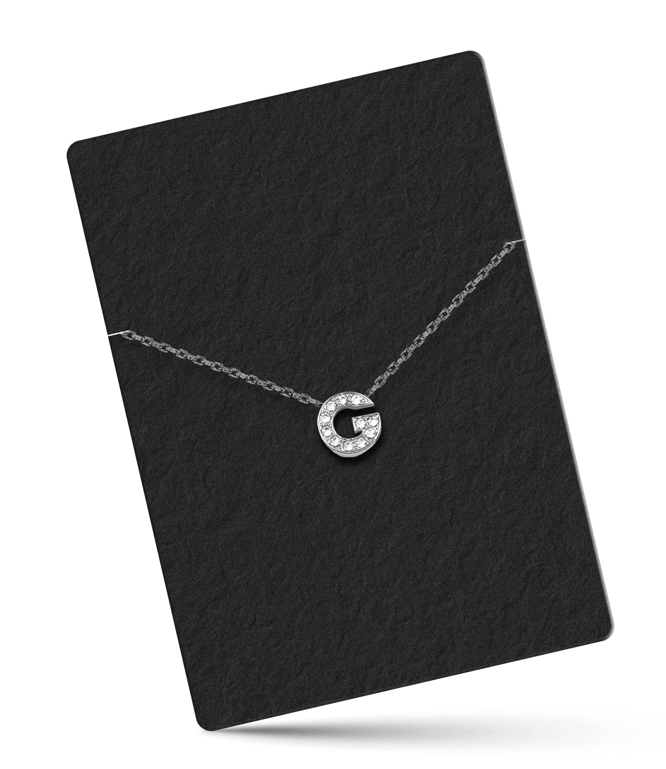 Glittery Diamond Letter Pendant with Shiny Silver Polish Chain