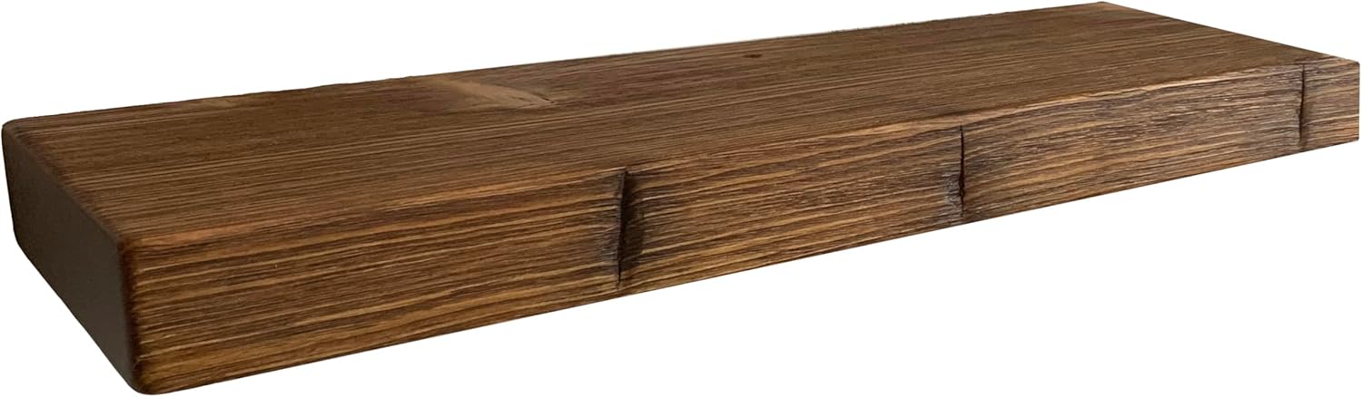 joelsantiques 48 Inch Floating Shelves - 48x11x2 in Wood Wall Shelf, Natural Wooden Home Decor for Living Room Kitchen Bedroom, Easy Hang, Hand Hewn, Medium Brown