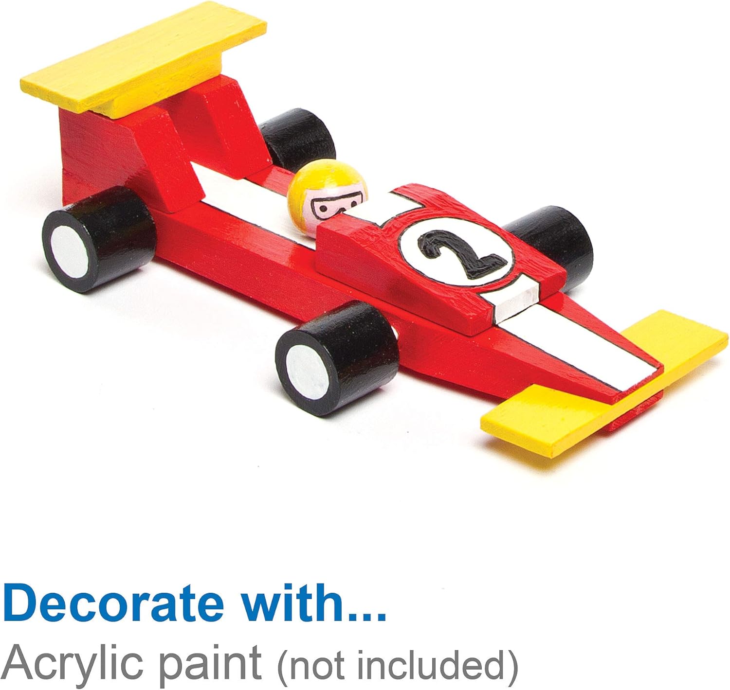 Baker Ross Paint Your Own Wooden Racing Car, Craft Kits for Kids to Assemble, Design and Decorate (Pack of 2), ef of 2 pk,AG769 : Toys & Games