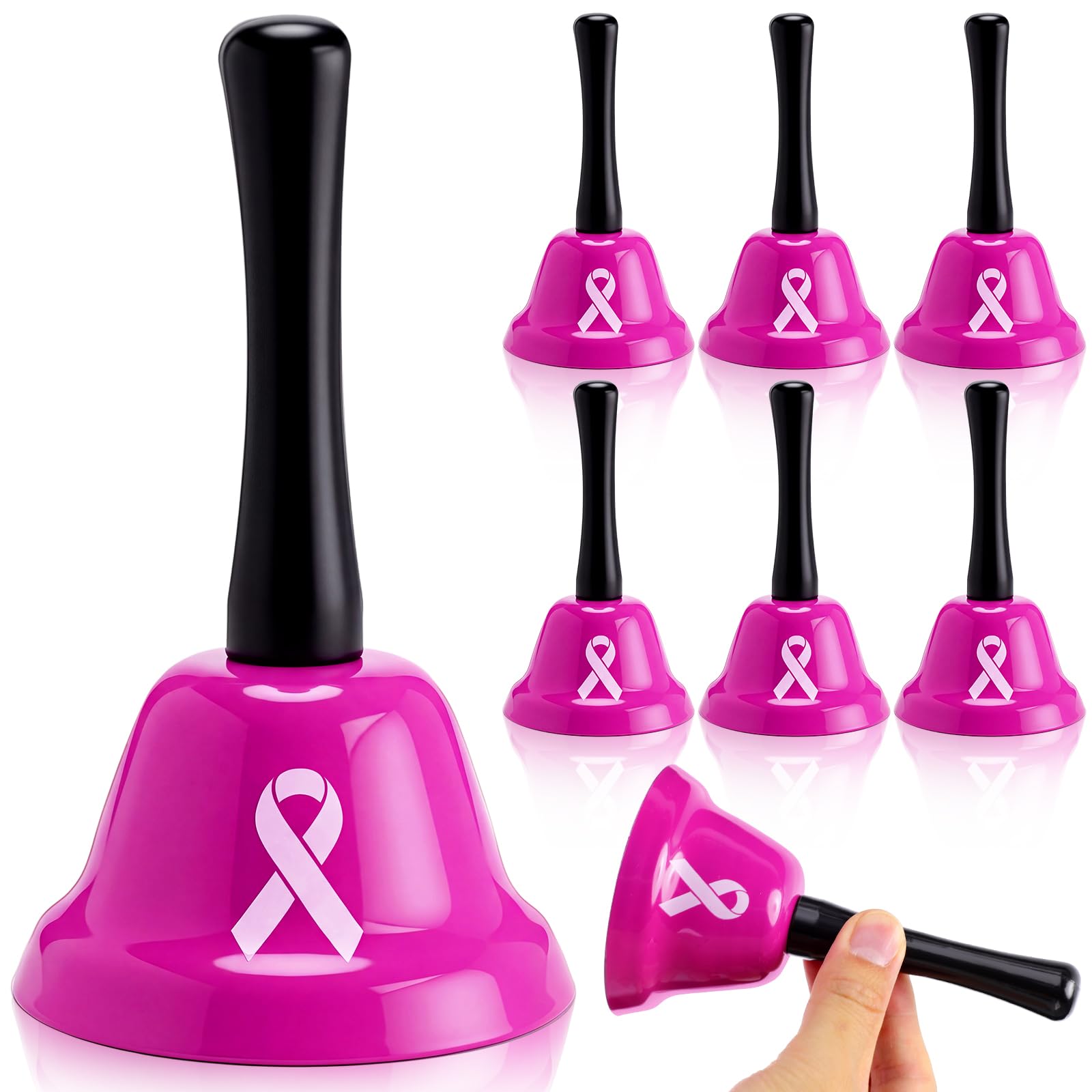 Boao 6 Pack Breast Cancer Bell Beating Cancer Celebration Bells 5.1′, Pink