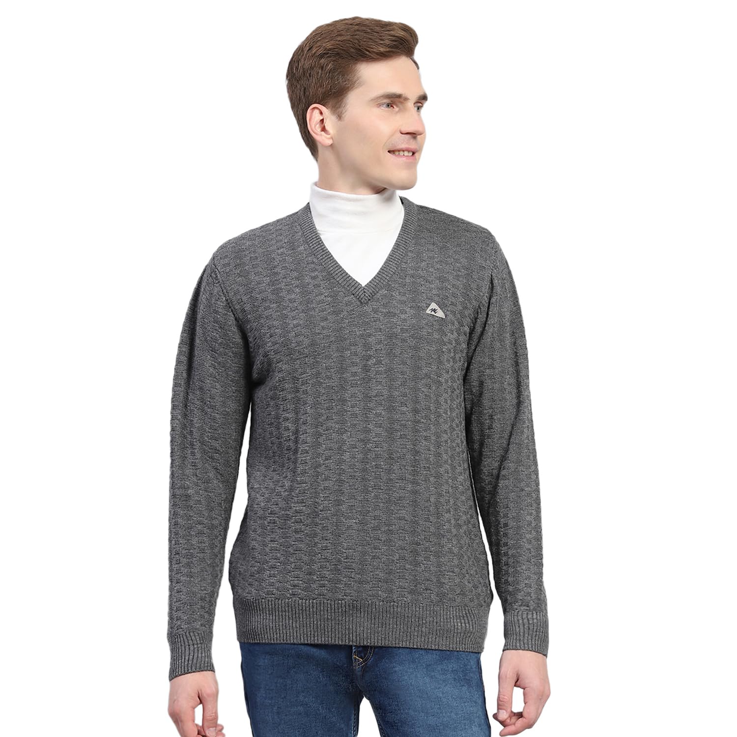 monte carlo Mens Solid V Neck Pure Wool Pullover-picture-56