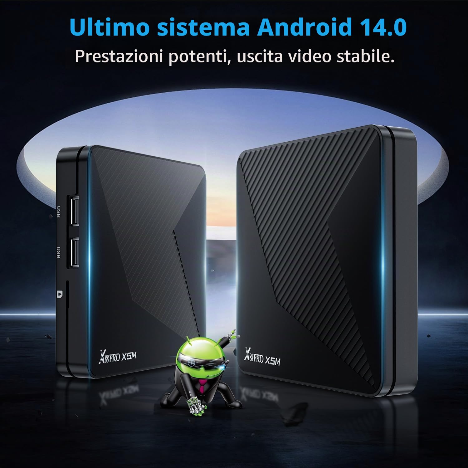 Android TV Box,X5M Android 14.0 2GB RAM 16GB ROM S905X5M 2.0GHz 64-bit Quad-core Cortex-A55 Mali-G310 Support 2.4/5.0GHz WIFI6 BT5.0 1080P 8K HDR10+ 1000M Ethernet HDMI 2.1 H.265 Smart TV BOX