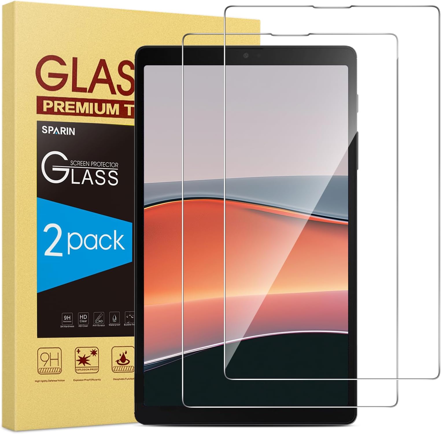 SPARIN 2 Pack Screen Protector for Samsung Galaxy Tab A7 Lite (SM-T220 / T225/T227), Tempered Glass Screen Protector for Galaxy Tab A7 Lite 8.7 Inch, Bubbles-Free