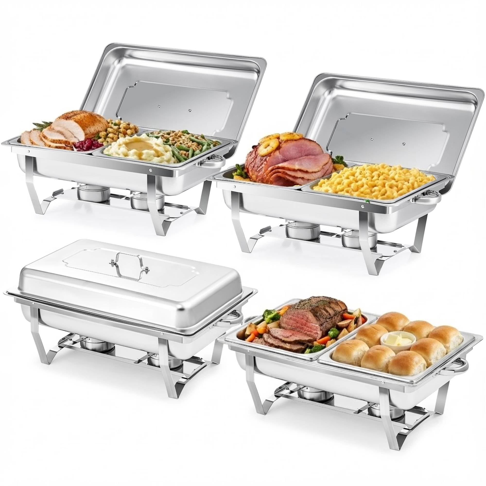 【4CD】MAESTRO FRESH WES セット WILPREP Chafing Dish Buffet Set, 4 Pack 8 qt Chafers for Catering