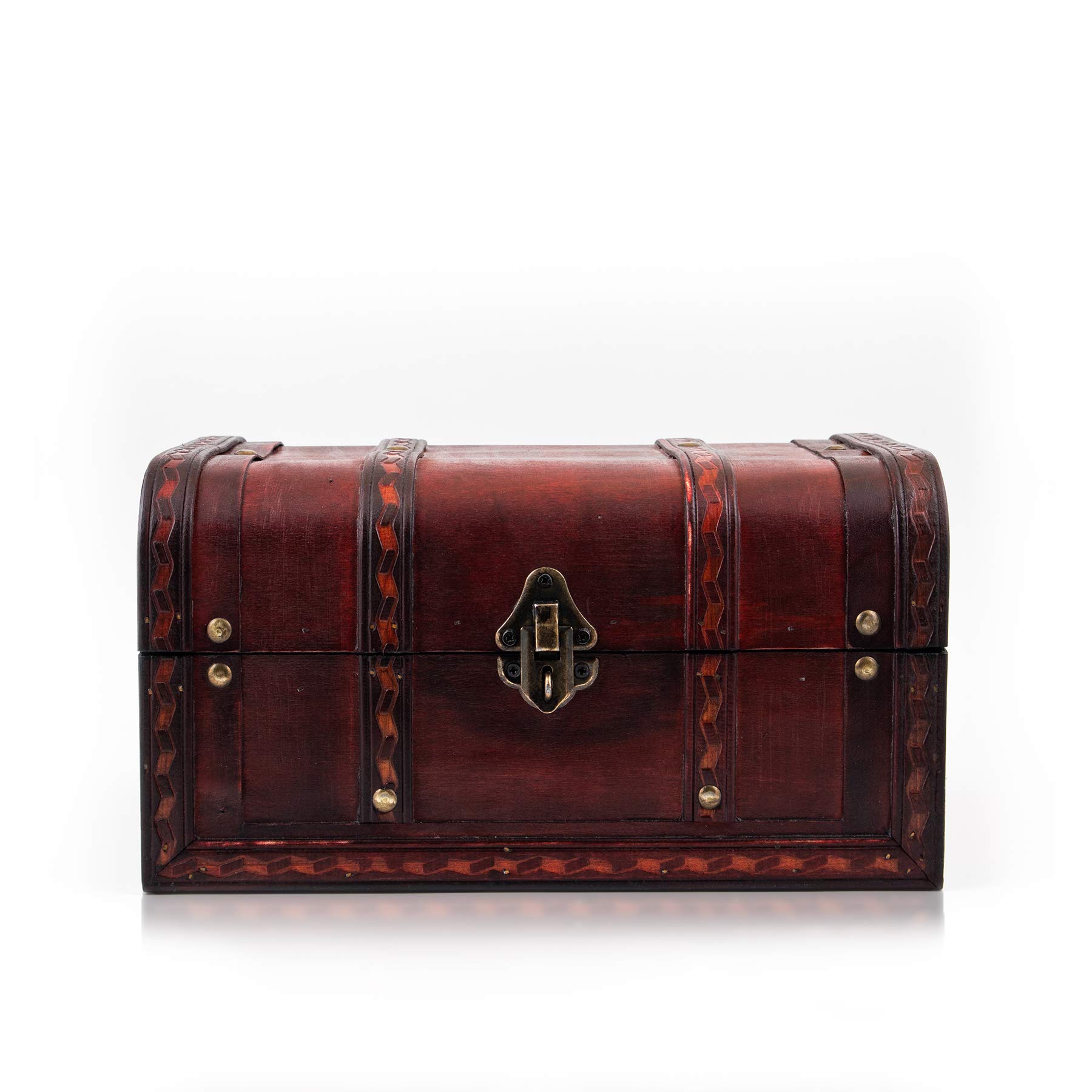 infinimo Cofre del Tesoro – Caja con candado y llave – Cofre de Madera 28 x 19 x 15 cm Grande – Ideal como caja de Regalo para, por Ejemplo, Bodas y Cumpleaños