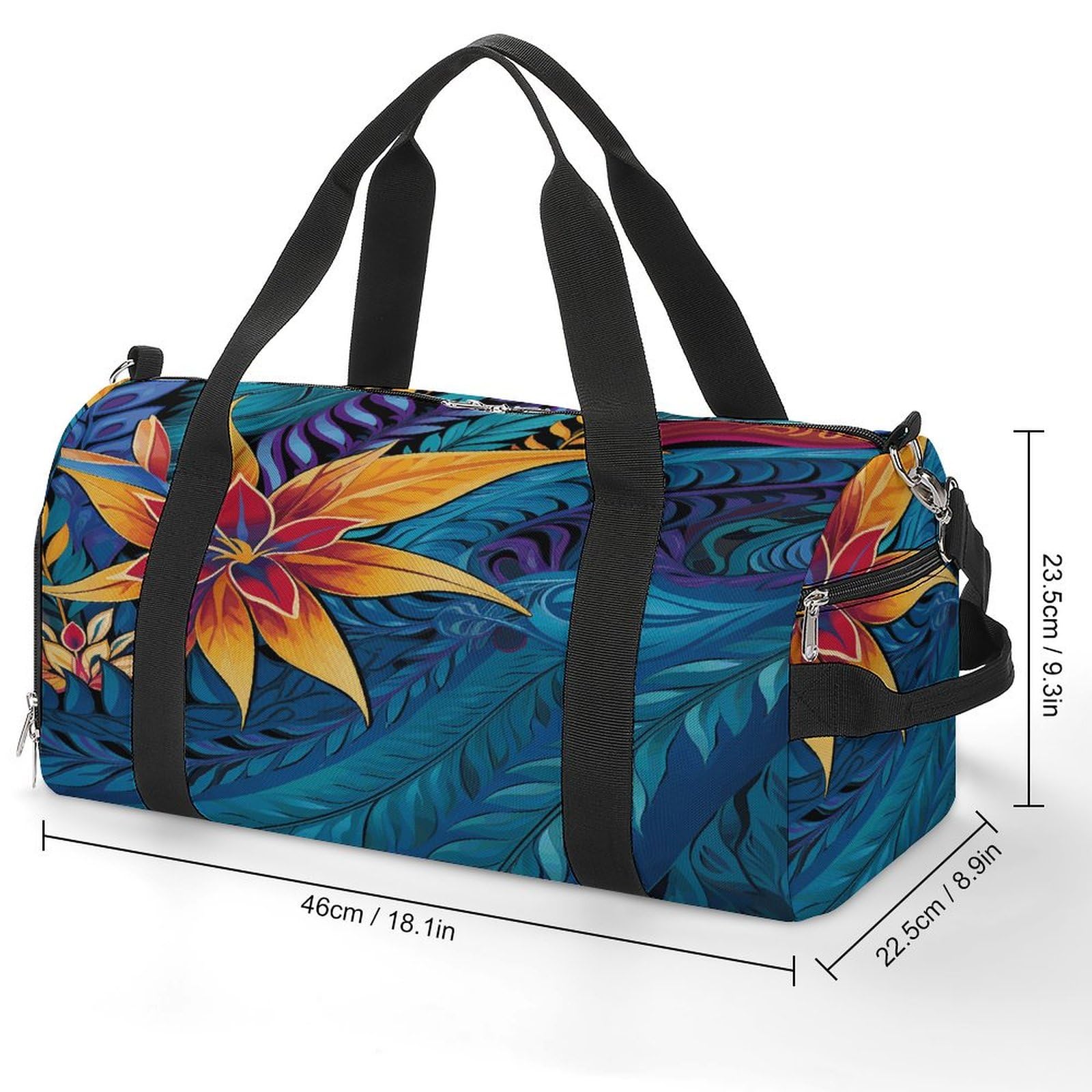 Turnbeutel für Damen und Herren, tropisches Blättermuster für Tribal-Design, wiederverwendbar, Turnbeutel mit Schuhfach, Stil, Einheitsgröße, modern, Stil:, Einheitsgröße, Modern