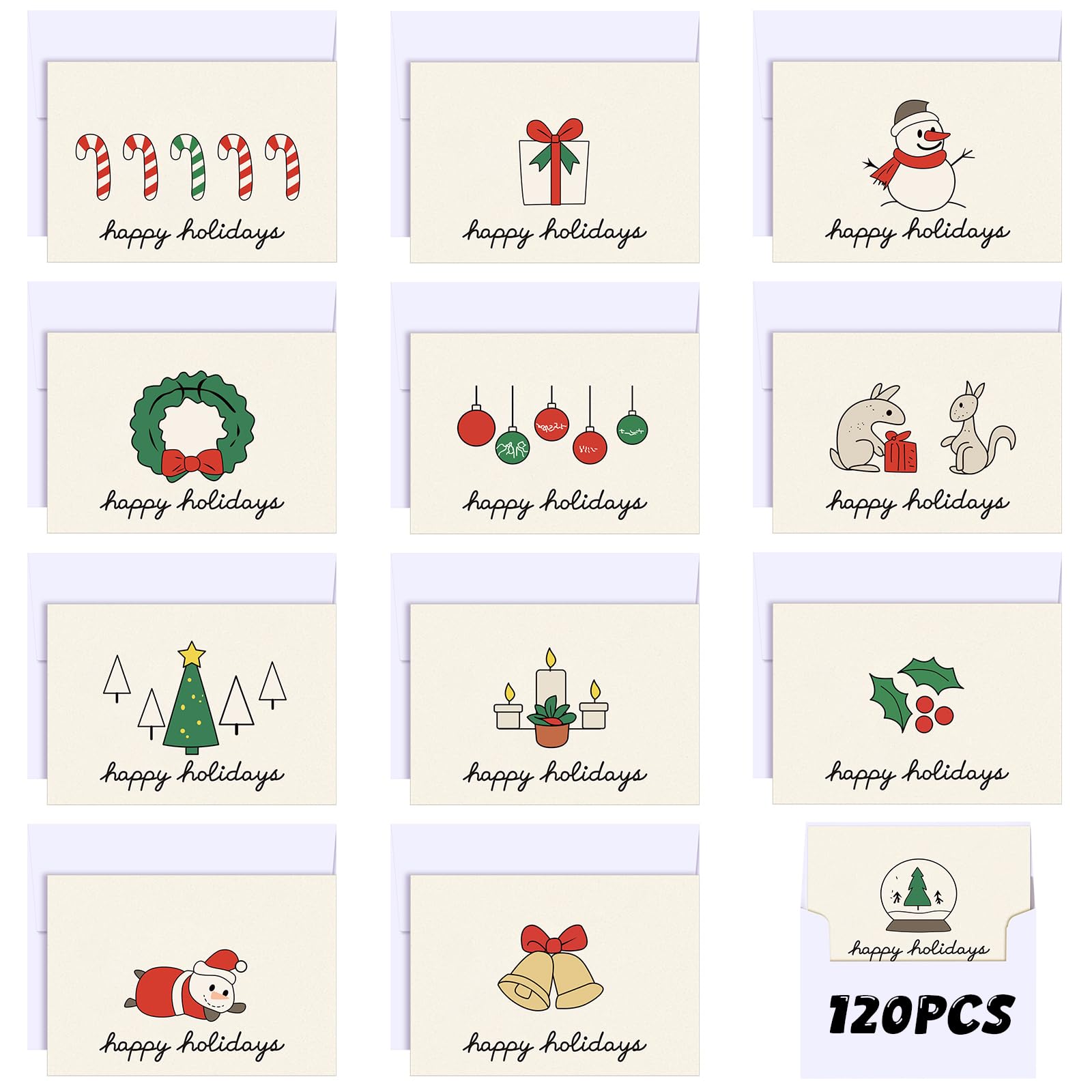 Amazon.com: AmazingSpark 120 Kit Happy Holiday Cards with