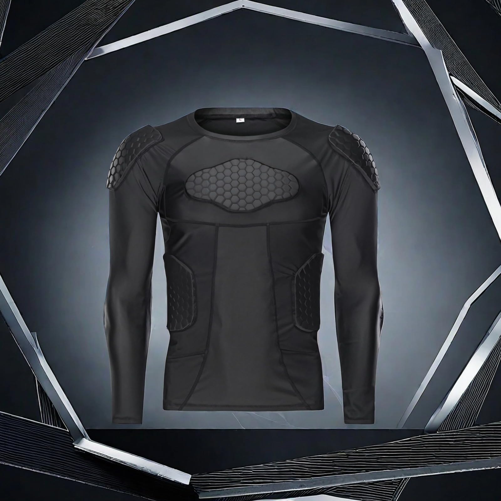 Camiseta deportiva acolchada de manga larga para entrenamiento de fútbol y baloncesto, equipo de protección de panal de abeja de EVA, parte superior atlética transpirable de secado rápido