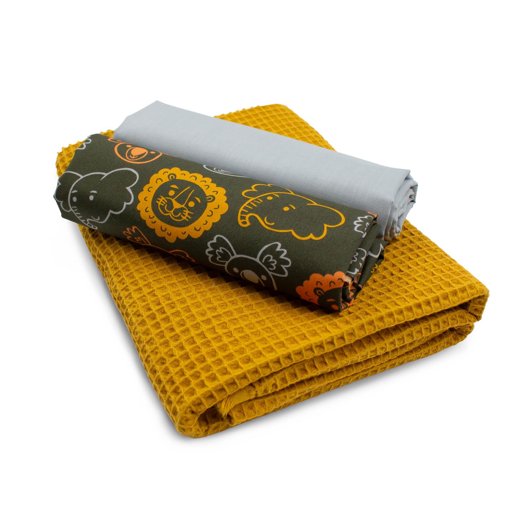 VmG-Store Waffle Pique + Cotton Fabric Set, Colour-Coordinated Waffle Fabric, 100% Cotton Fabric