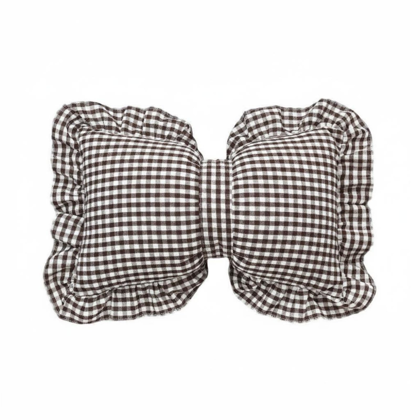 Cover and Insert Bow-Shaped Pillow Farmhouse Aesthetic Ruffle Trim Pillow, Coffee, Bow 30x50cm Core | Decorative Nursery Pillows | Nursery Bedding-image-39
