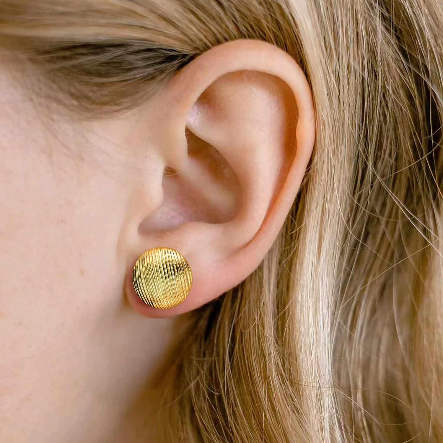 Gold Earrings 14K Gold Stud Earrings for Women Shell-Like Aesthetic Adorable and Comfort-Focused Womens Stud Earring 12mm - Image 5