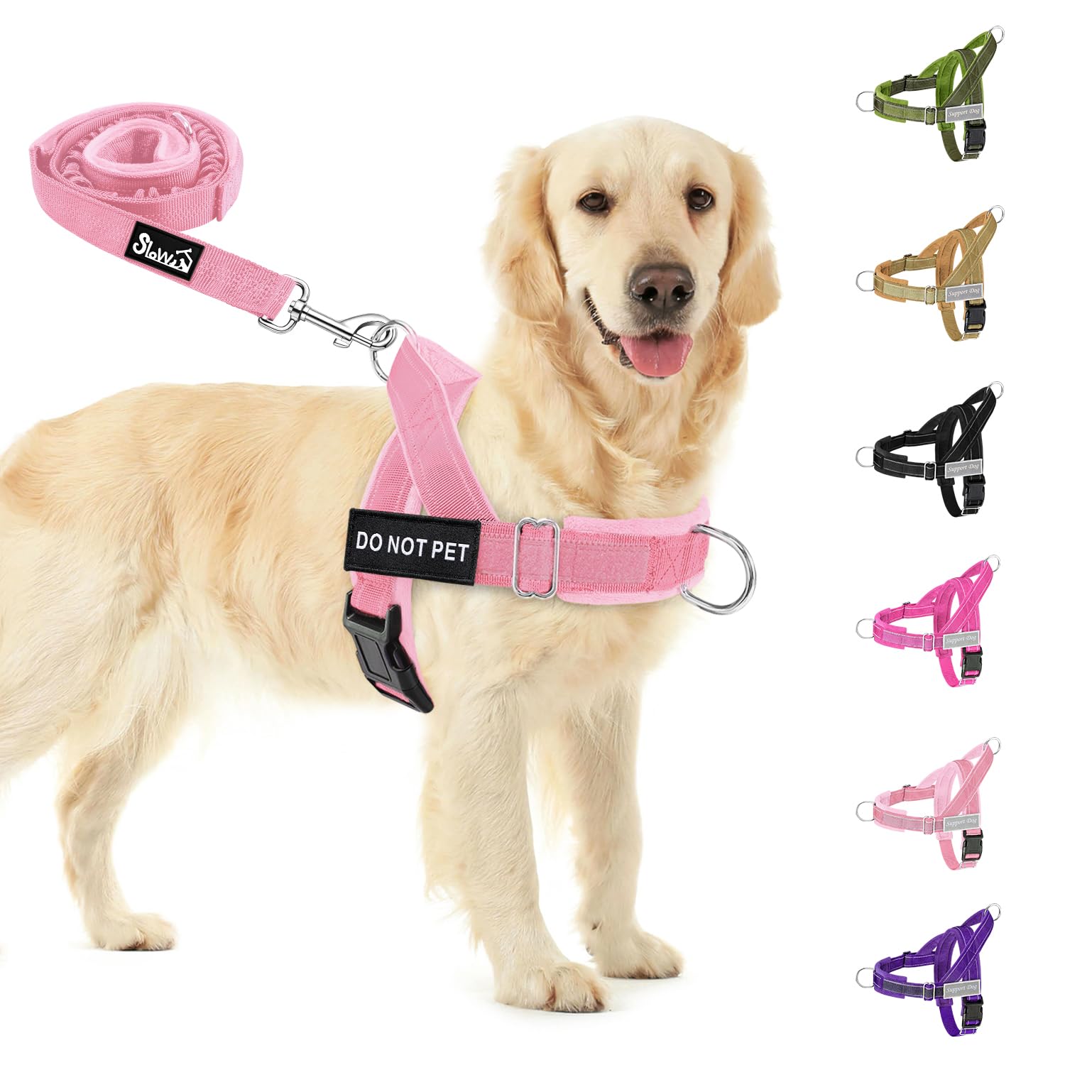 SlowTon No Pull Dog Harness with 5.7ft Lead - Adjustable Pet Harness with 2 Leash Clips, Reflective Vest with Easy Control Soft Padded Handle for Training and Walking Medium Large Dogs — image 1