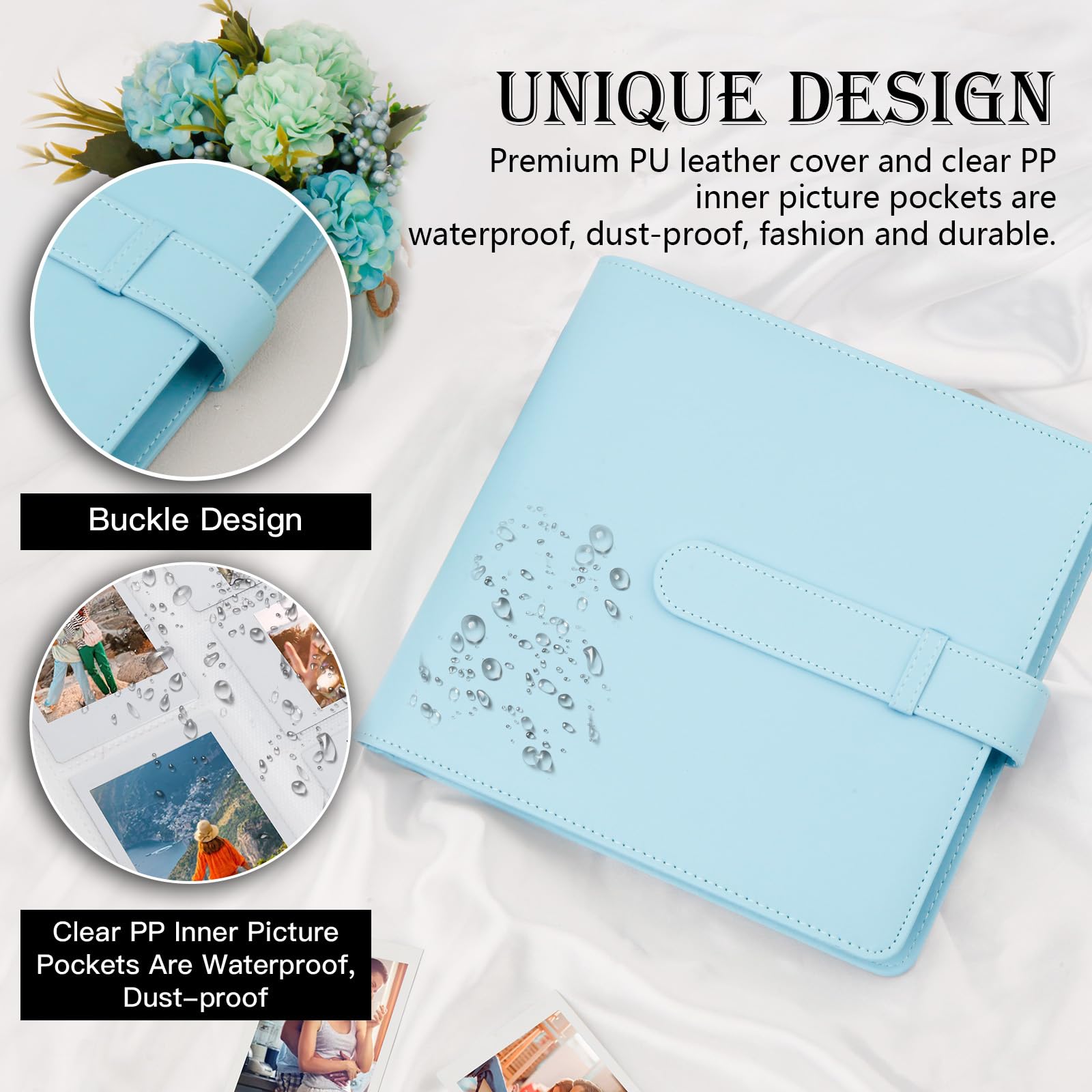 Album Photo 400 Pochettes Pour Appareil Photo Fujifilm Instax Mini, Appareil Photo Polaroid, Album Pour Appareil Photo Instantané Fujifilm Instax Mini 12 90 70 9 8+ 8, Polaroid Snap PIC-300 Z2300 (bleu