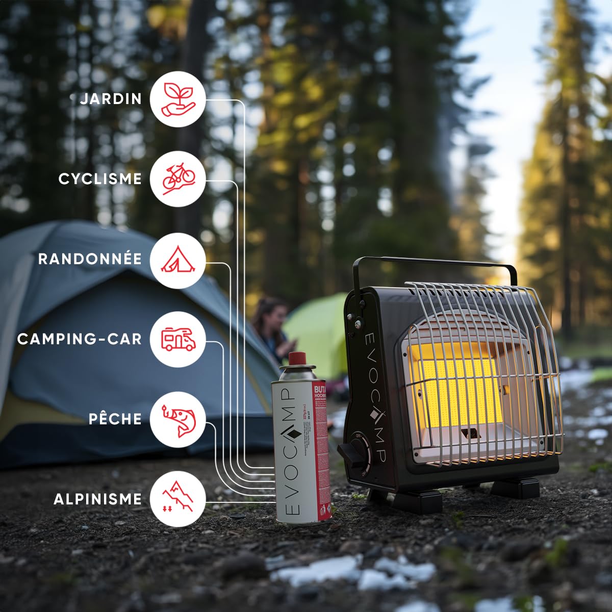 EVOCAMP Bouteille de gaz Butane Type MSF-1a Valve à baïonnette idéale pour réchaud Camping Chauffage au brûleur Mauvaises Herbes Cartouche Universelle sous Pression