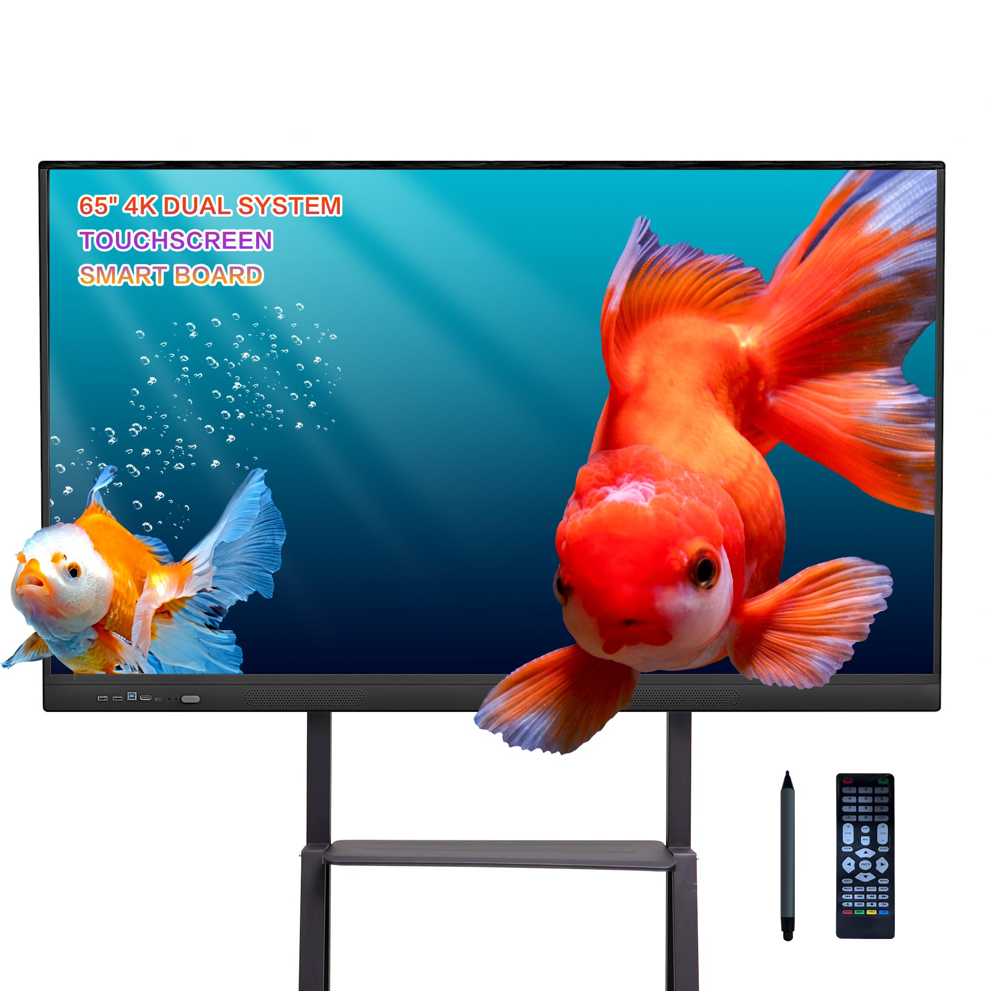 65" Touchscreen Monitor Smart Board, 4K Interactive Presentation Electronic Whiteboard, All-in-One PC, Digital Signage Display for Office & Classroom, Core i5-6 RAM 8GB+SSD 256GB-Wall Mount