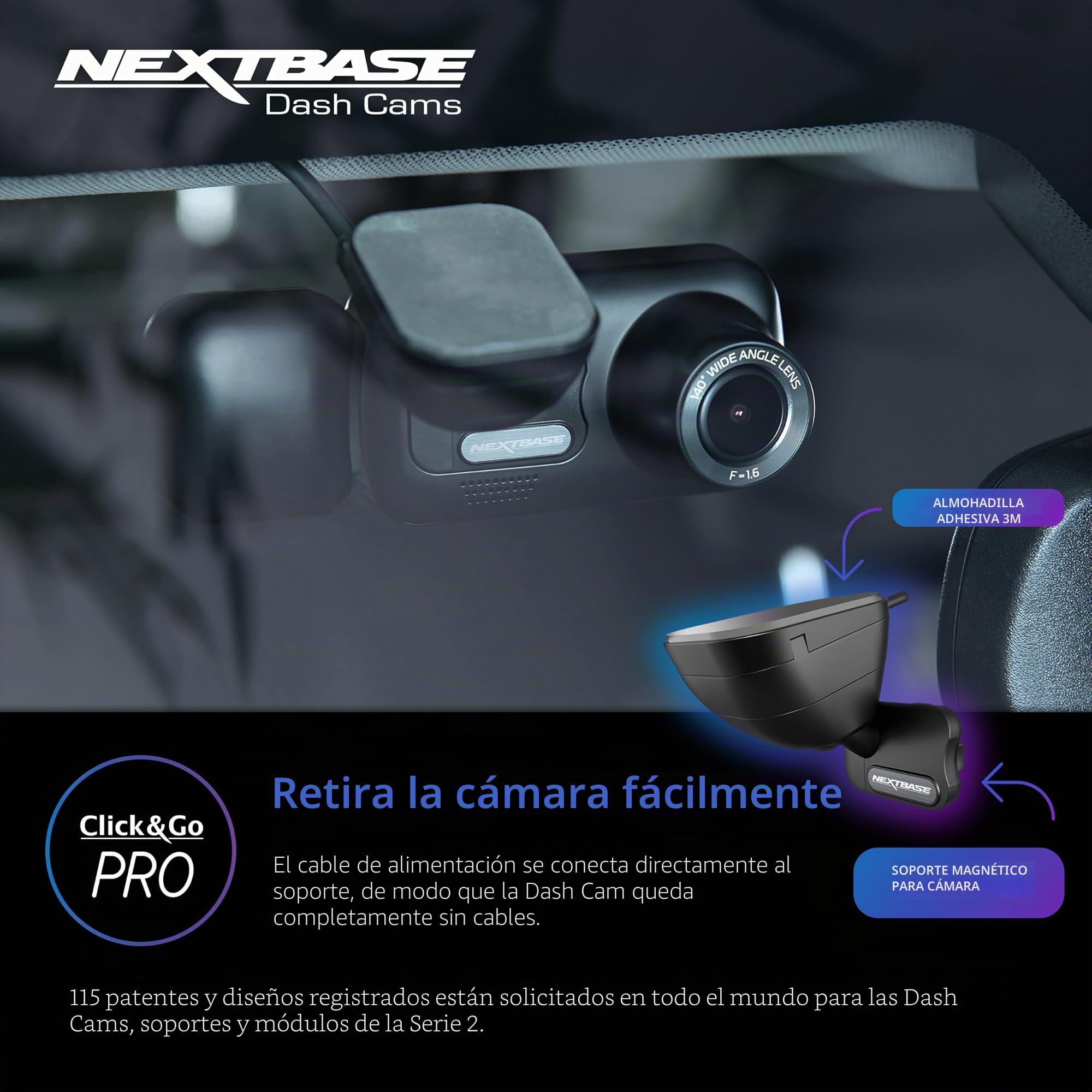 Nextbase Dashcam 222X delantera + trasera | cámara trasera + 32 GB SD | 1080p Full HD | 2,5" pantalla | grabación en bucle | modo aparcamiento | Click&Go | fácil montaje