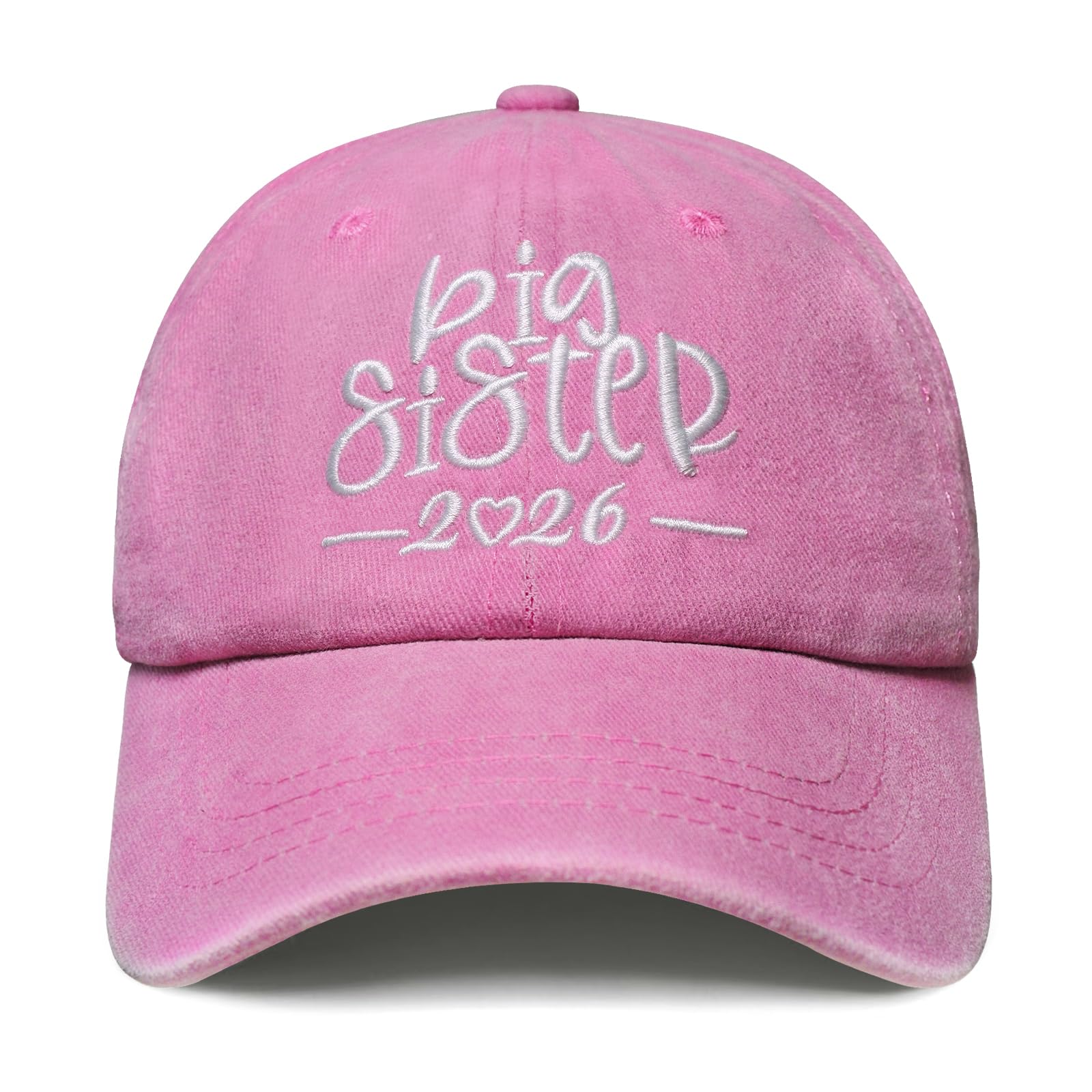 Big Sister Hats 2026 Big Sister Gifts for Girls Adjustable Embroidered Baseball Hats for Girl Washed Pink