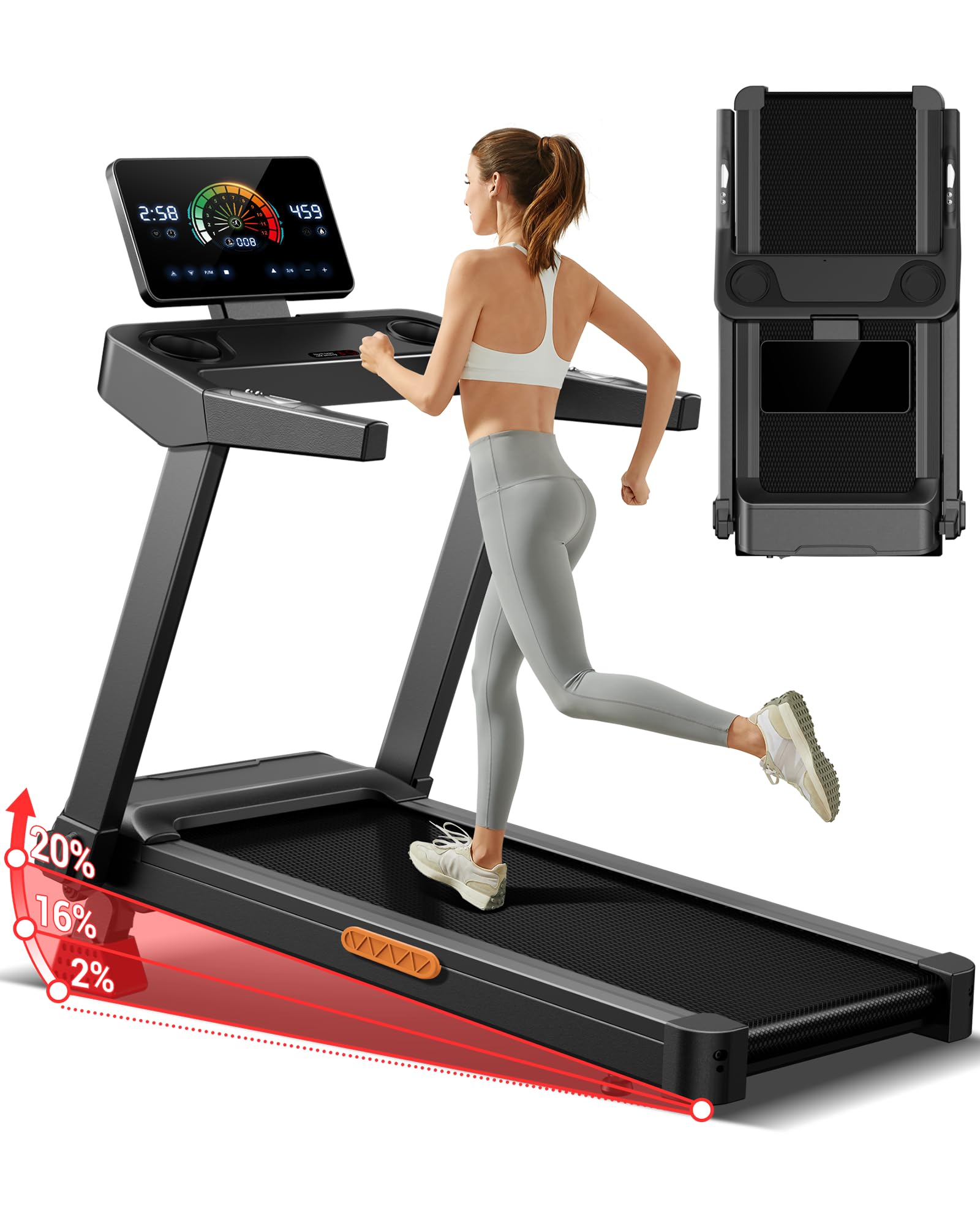 Treadmill for Home Foldable with 20% Incline