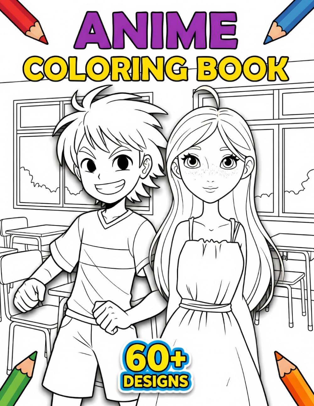Anime Coloring Book: Over 60 Cute Japanese-Style Characters With Bold Lines For Relaxing, Stress Relief, And Creative Fun