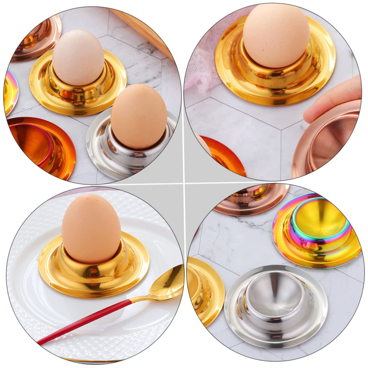 TOPBATHY 6pièces Support à Oeufs Acier Inoxydable Coquetiers Élégants Or Et pour Oeufs Coque Et Accessoire De Table Pratique Et Chic