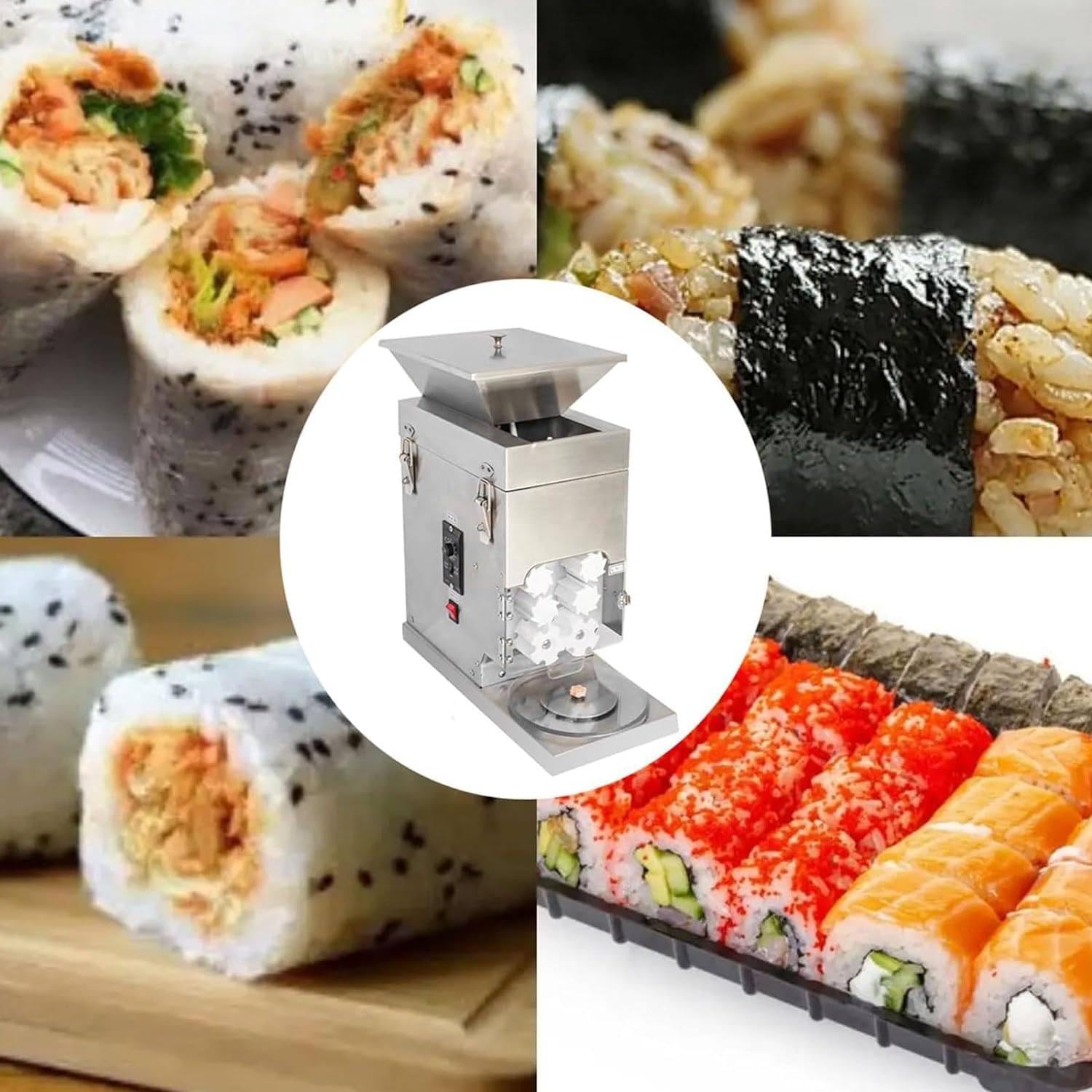 5L-Kommerzielle Japanische Sushi-Maschine, Kommerzieller Runder Sushi-Schneider, Roll-Sushi-Maker, Einstellbare Dichtheit Und Gramm ReisbäLlchen, Einfach Zu Bedienen