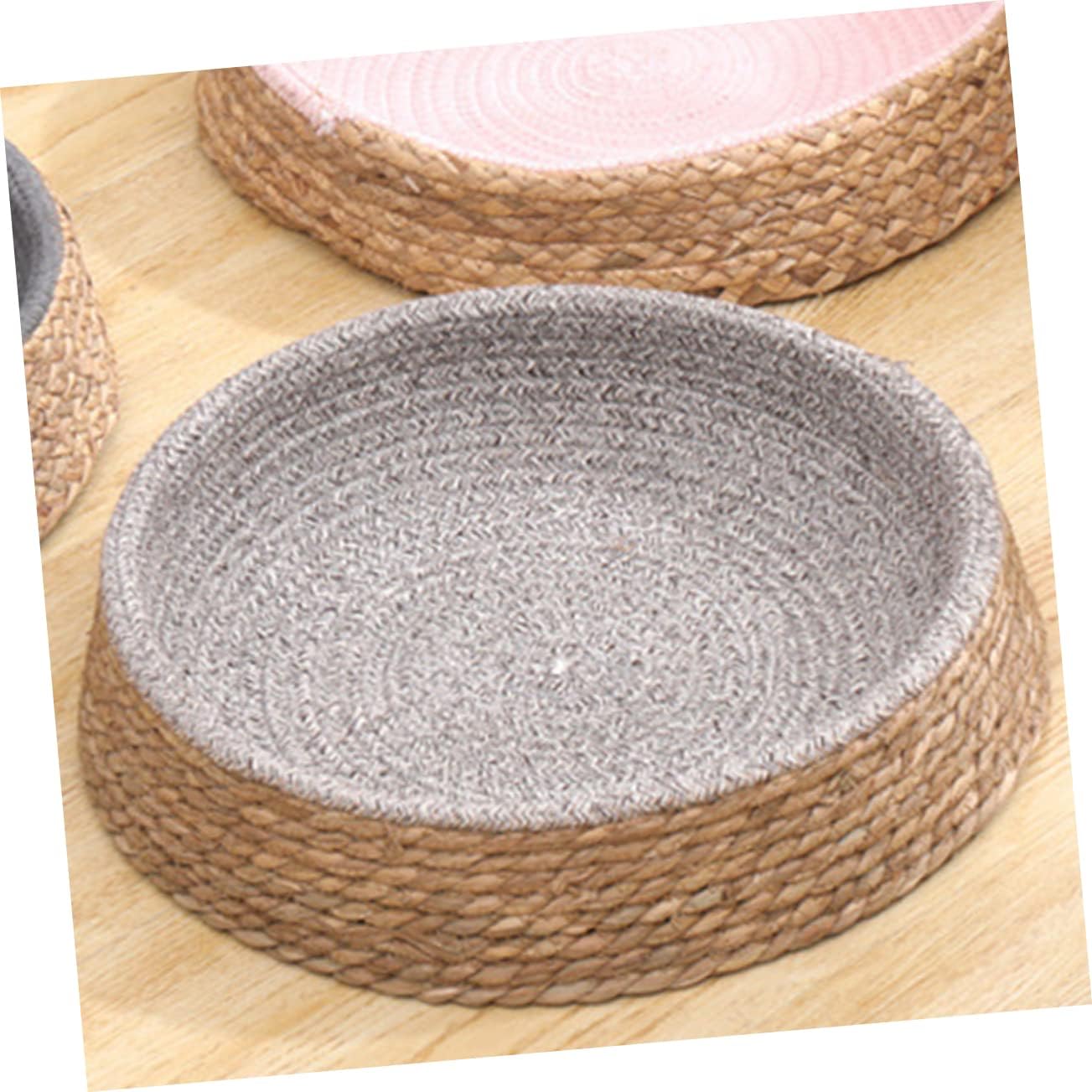 Cute Cat Dog Sleeping Bed Round Pet Nest Woven Dog Kennel Warm Blanket Pet House