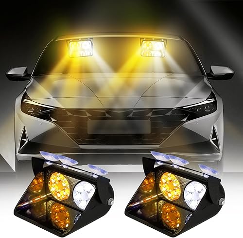 Monrand - 12 x 2 luces LED de visera de advertencia de emergencia, luces estroboscópicas de emergencia, 19 modos para techo interior, salpicadero,