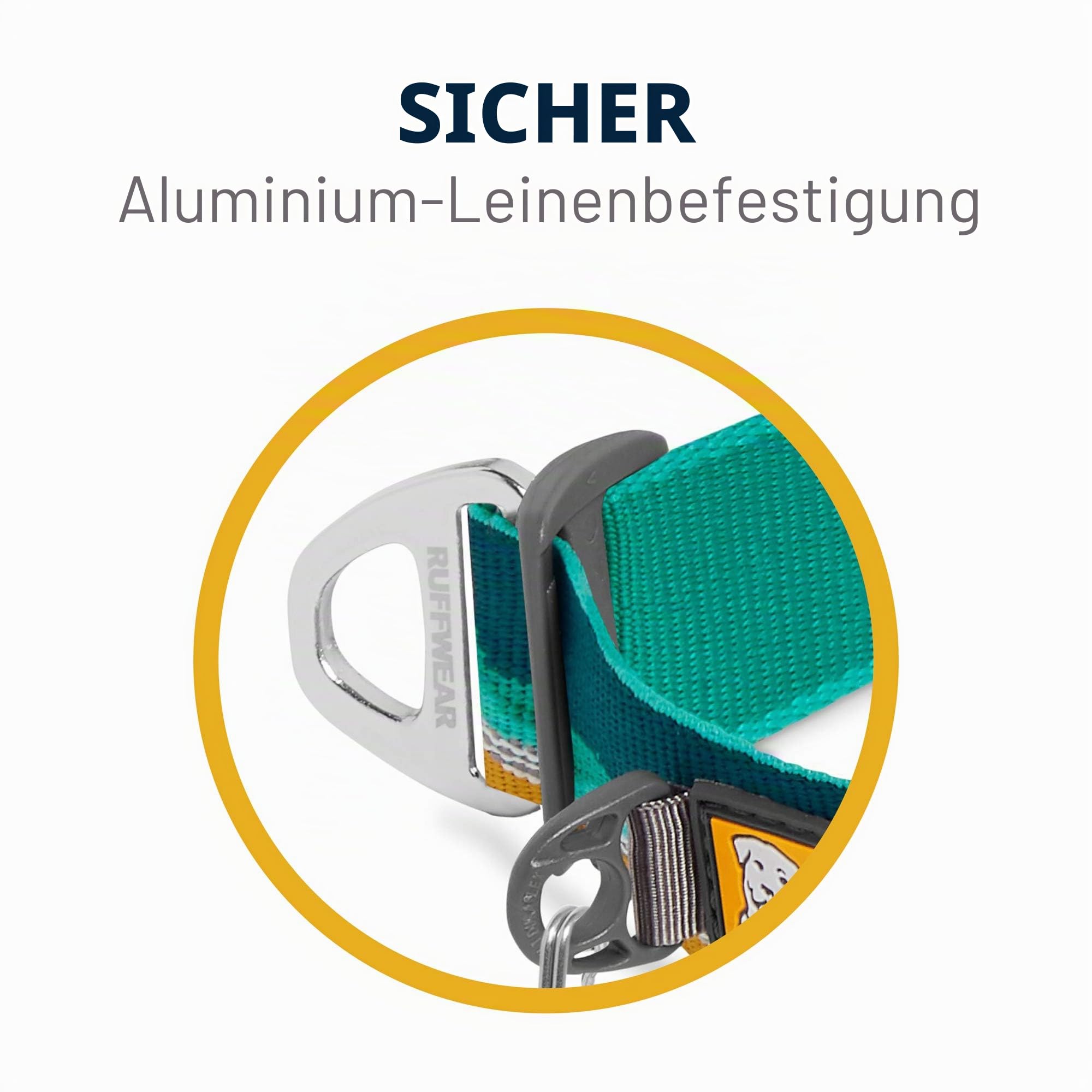 RUFFWEAR Top Rope Hundehalsband, Reflektierendes Halsband mit Metallschnalle für den Täglichen Gebrauch, Meeresschaum, 28–36 cm