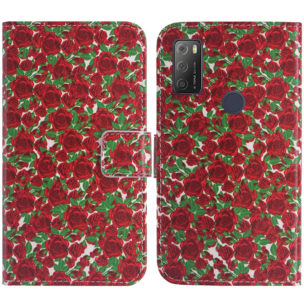 Cover Portafoglio In Pelle PU Con Fessure E Fiore Per Alcatel 1S (2019, 5.5 Pollici) - Custodia Protettiva Con Supporto Orizzontale E Chiusura Magnetica - 3