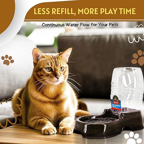 Miniatura 2 de Flexzion Bebedero automático para mascotas por gravedad para gatos y perros, antideslizante y fácil de limpiar, dispensador de agua de reposición