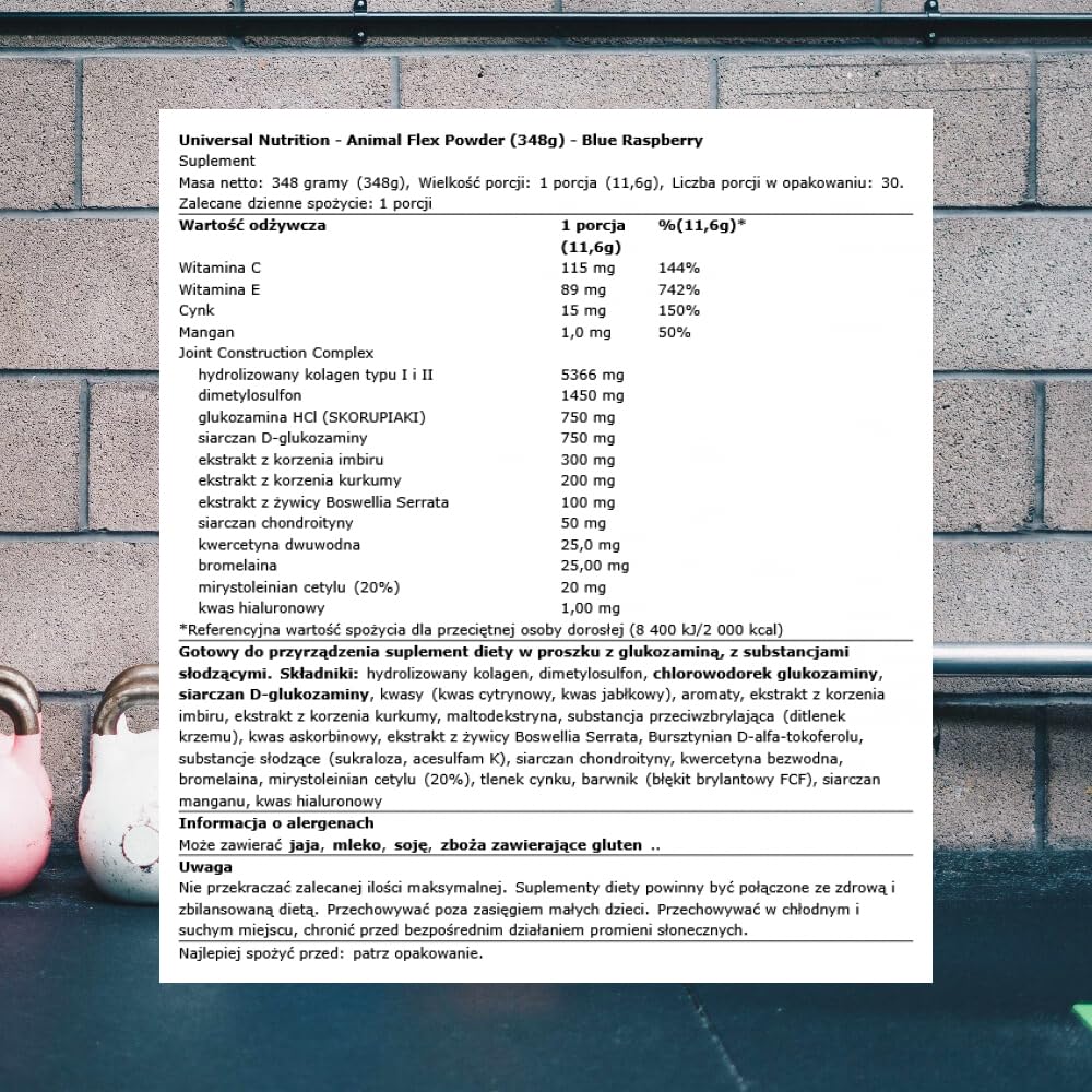 ANIMAL Flex Comprehensive Joint Care Blue Raspberry - 4 complessi esclusivi per articolazioni, ossa e cartilagini - con vitamine A ed E, glucosamina, olio di semi di lino e acido ialuronico - 348 g