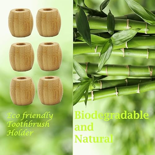 Miniatura 2 de Paquete de 12 soportes de bambú para cepillos de dientes, biodegradables y ecológicos, compostables, organizador para baño grande y pequeño, soporte