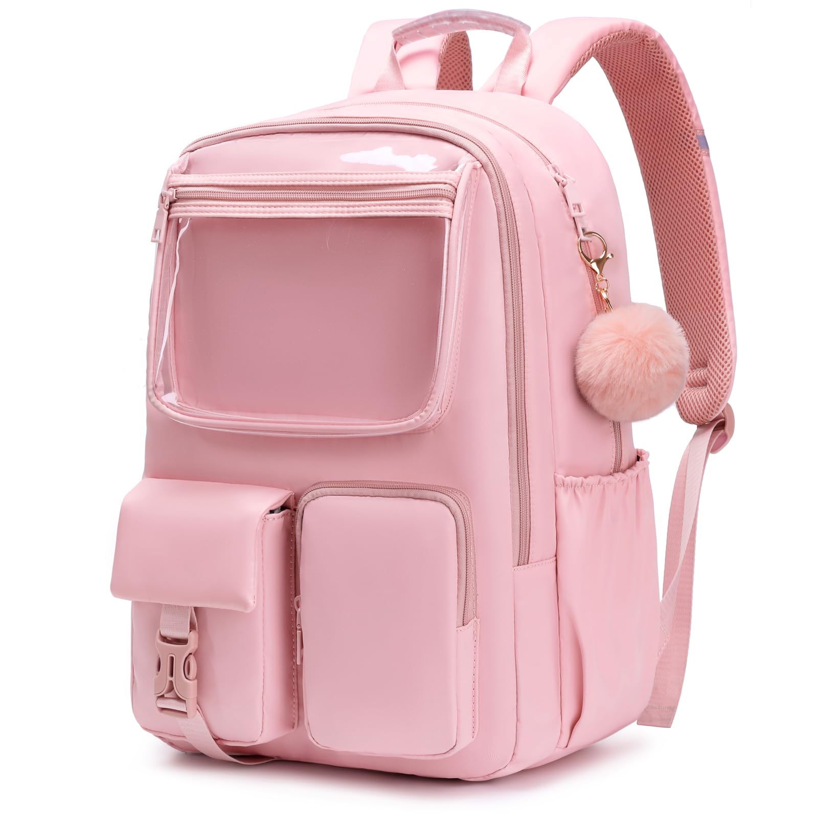 Ocbabe Teenagers Backpack for Girls Bookbag College Middle High School Bag for Big Kids,Student Pink Plain Ita Bag