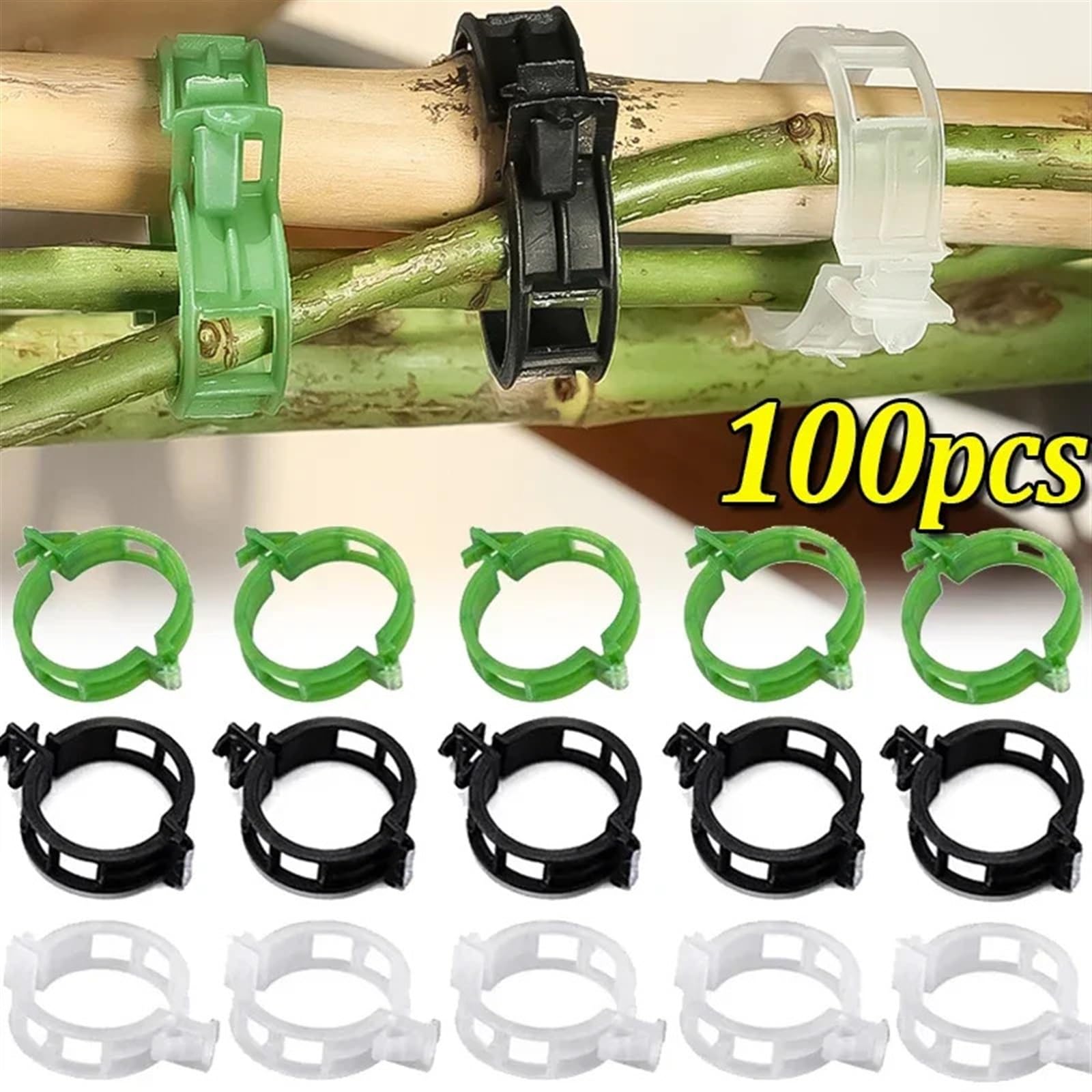 Attaches pour Plantes de Jardin, Clips de Support de Plante en Plastique réutilisables, Multicolores, 10 à 100 pièces, Clip de Vigne de Tomate(Transparent,50PCS)