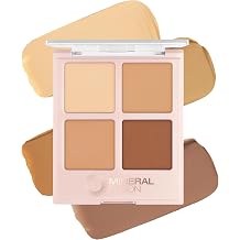 Mineral Fusion Makeup Cream Concealer Eye Palette Quad - 4 Warm to Dark Shades - Decadence - Blemish Concealer & Under Eye Brightener - With Vitamin C & E - Hypoallergenic