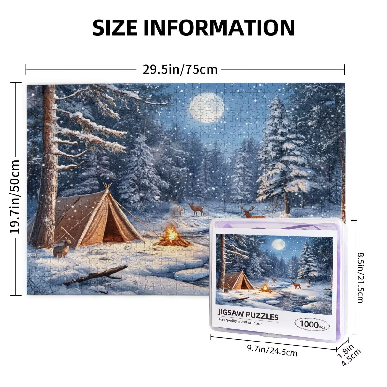 Puzzle zimowe, 6000 elementów, las, puzzle dla dorosłych, z pudełkiem na prezent, duże drewniane puzzle dla dorosłych, gra zręcznościowa dla całej rodziny, prezenty dla kobiet, 105 x 180 cm, 1257y