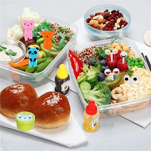 44 pezzi di accessori for il pranzo dei bambini, mini bottiglie di condimento, contenitore for condimento for insalata, stuzzicadenti for cibo a forma di animale, forchetta for frutta for la scuola de - 3