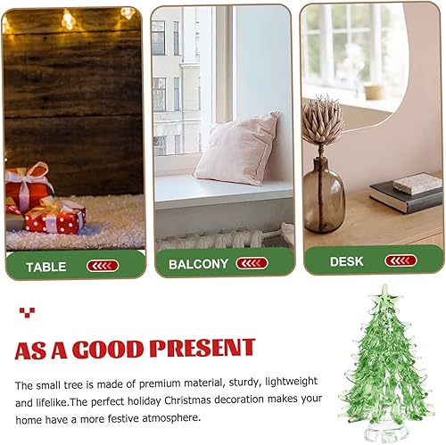 Miniatura 4 de Mini figura de árbol de Navidad, decoración de escritorio de cristal para alegría, diseño de árbol de Navidad iluminado para decoración festiva