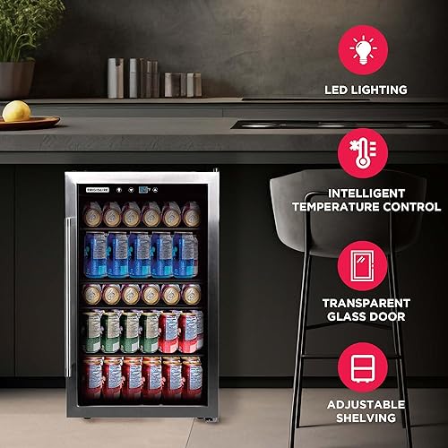 Miniatura 6 de Frigidaire Refrigerador de bebidas, refrigerador con puerta de vidrio, mini refrigerador compacto con control digital de temperatura, se adapta a