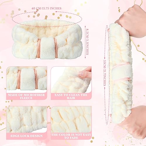 Miniatura 2 de WILLBOND Paquete de 4 diademas de microfibra para spa, diademas faciales de maquillaje, diademas elásticas de tela de rizo para mujeres y niñas,