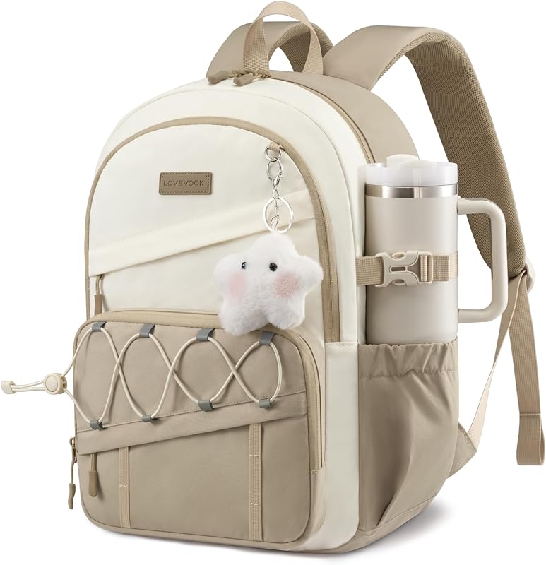 Mochila escolar para niñas adolescentes, mochila portátil de gran capacidad con soporte para botella de agua de 40 oz, mochila universitaria impermeable, mochila liviana para estudiantes para el trabajo de viaje de secundaria