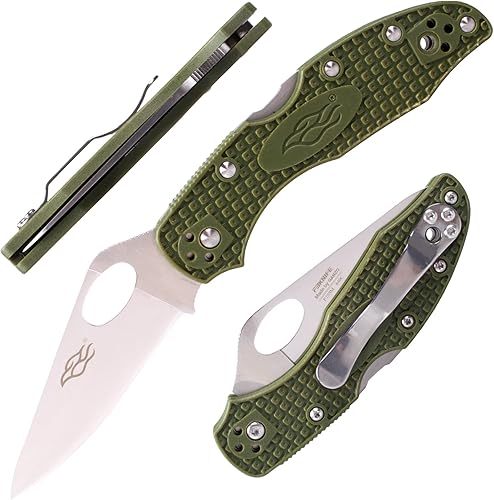 GANZO Firebird F759M - Cuchillo plegable de bolsillo, hoja de acero inoxidable 440C, mango antideslizante de fibra de vidrio de nailon con clip,