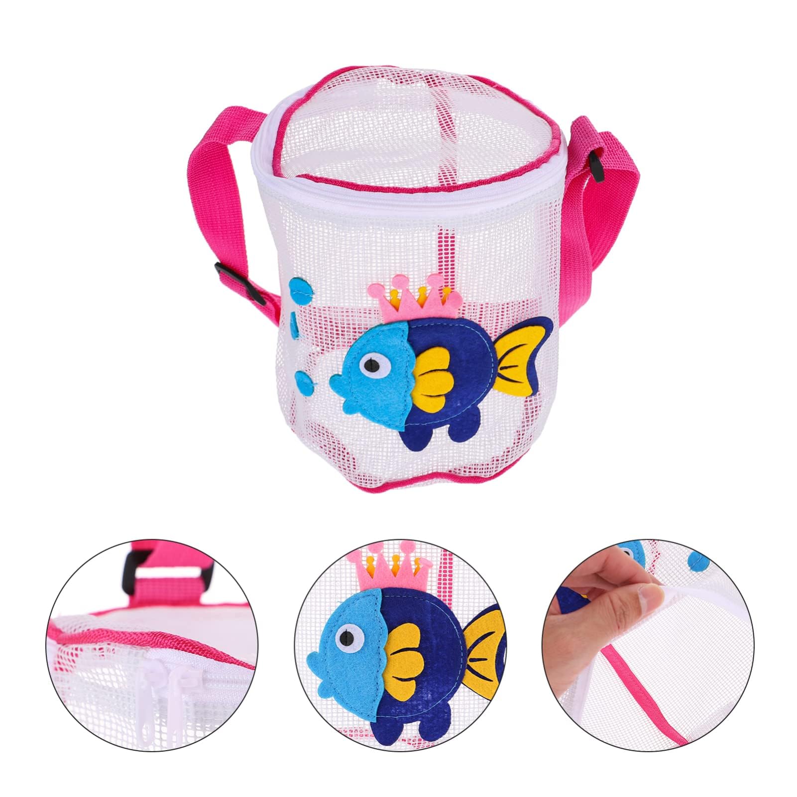 JOINPAYA Girls Beach Bag Mesh Toy Storage Bag for Boys and Girls PVC Shell Easy to Carry
