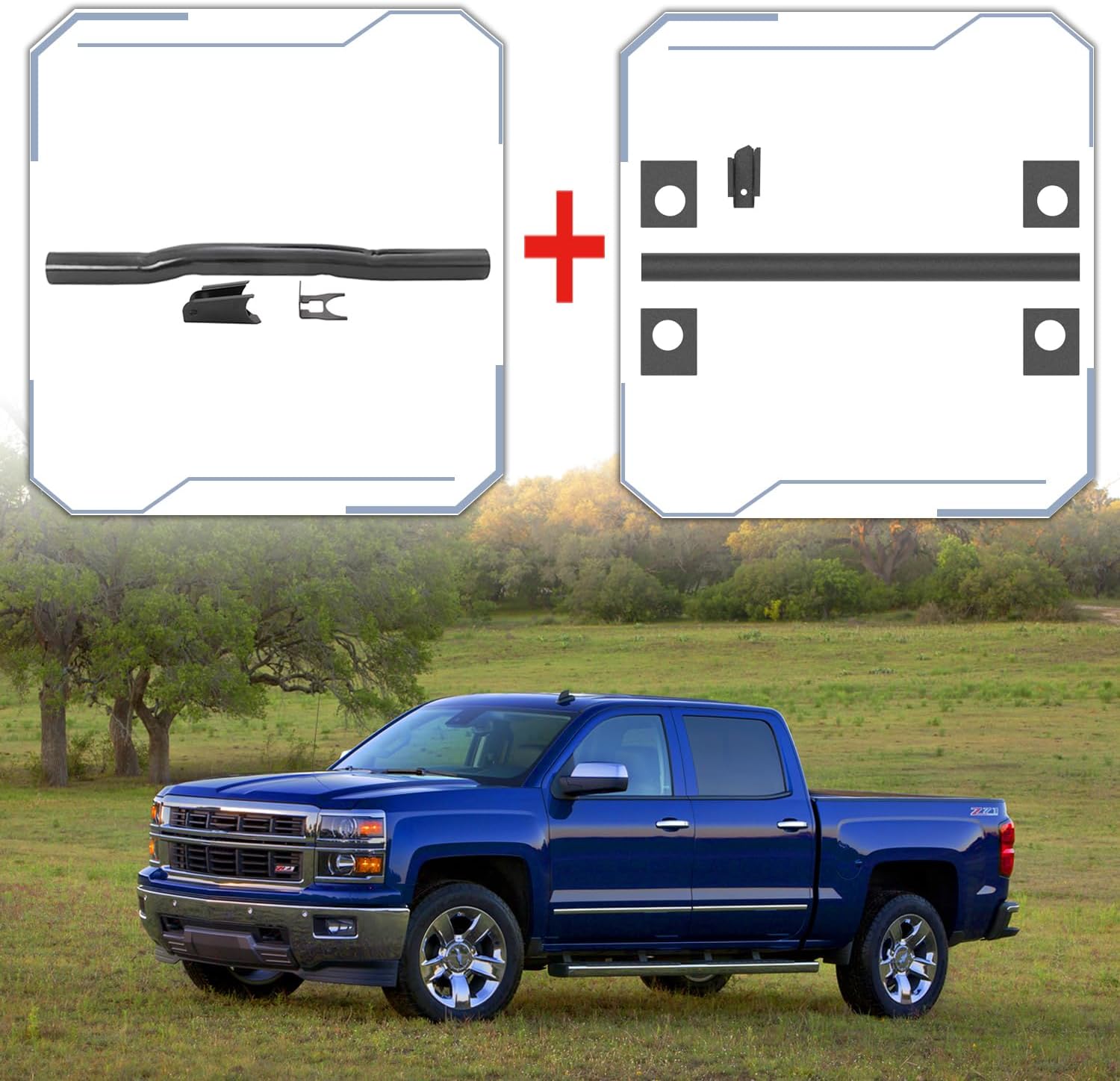 ELITEWILL Rear Spare Tire Crossmember and Hoist Shock Mount Support Cross Member with Bracket Fit for Chevy Silverado & GMC Sierra 2007-2017 Truck