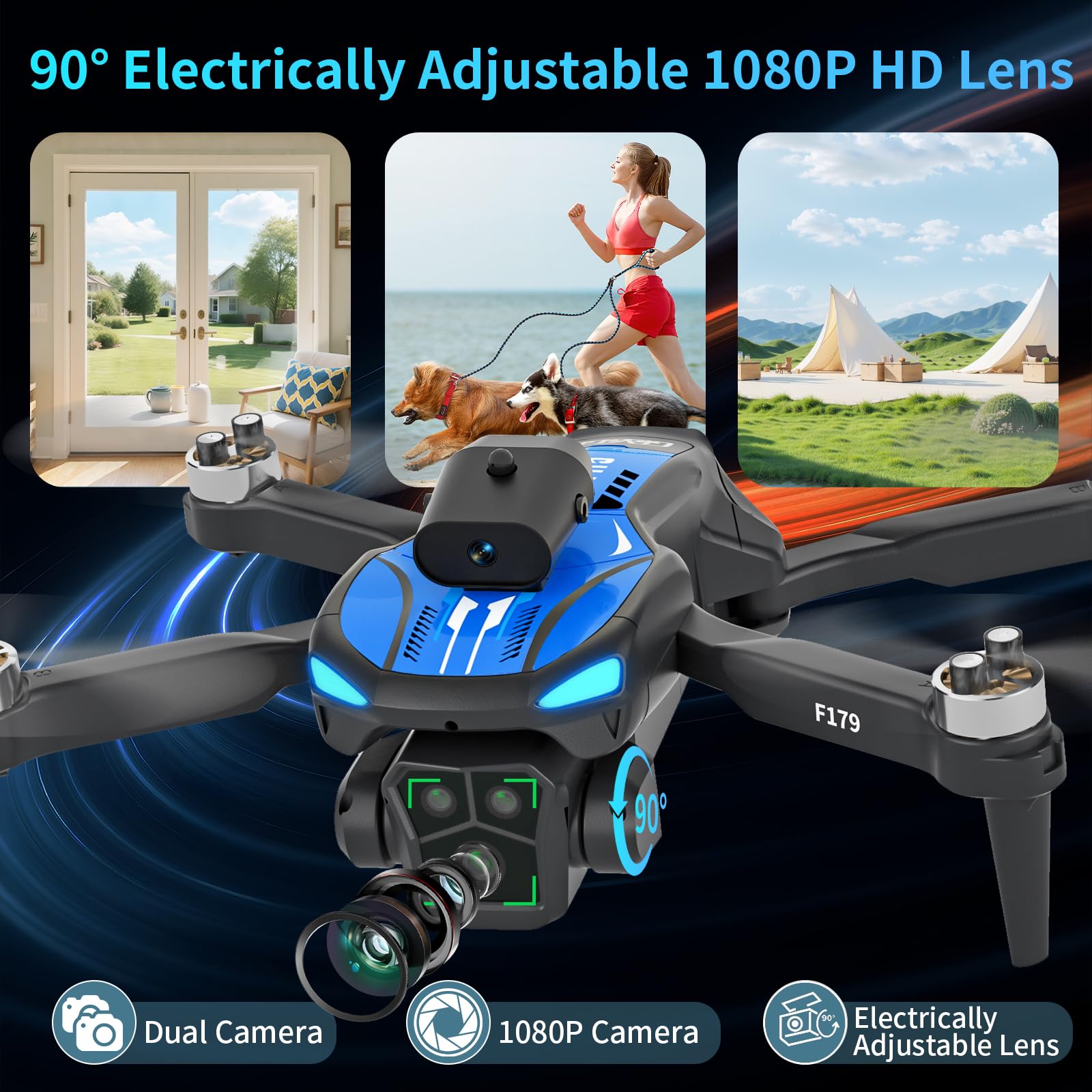 Drone FPV con Telecamera 1080P per Adulti Principianti,Schermo LCD da 2.8" Telecomando,Drone Quadricottero Evitamento Ostacoli,Controllo della Gravità Tramite Gesto,Mantenimento Dell'altitudine