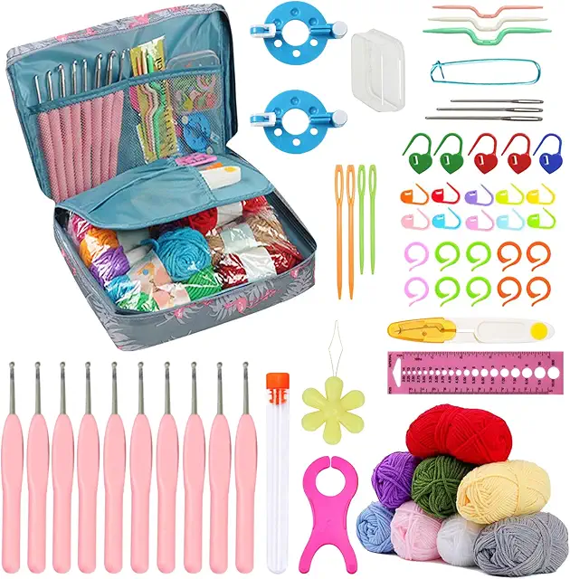 Kit Crochet Débutant Complet BDSHUNBF - 66 Pièces avec Laine et Accessoires