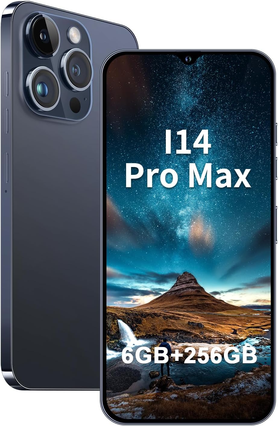 A14ProMax Unlocked Android Smartphone 6GB+256GB, 6.8" HD+ Display, 50MP+24MP Dual Camera, 6800mAh Battery, 5G Dual SIM, 128GB Expandable (Deep Sea Blue)