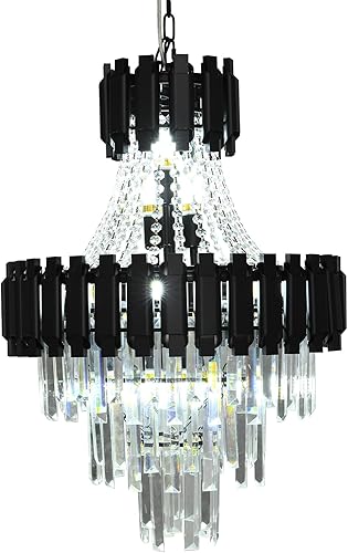 Miniatura 1 de Vimatto Candelabro moderno de cristal negro, estilo imperio, iluminación de 20.5 pulgadas, 11 luces, lámpara de cristal colgante de gota de lluvia